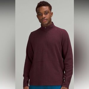lululemon Men's At Ease Half-Zip Pullover in Heathered Cassis/Black sz XL